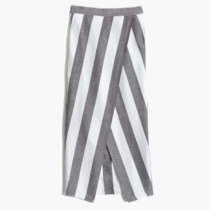 Madewell Striped Overlay Skirt, Midi Grey & White